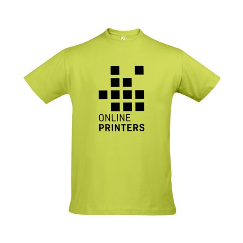 T-shirt en coton vert pomme pour homme avec manches courtes.