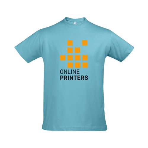 T-shirt en coton bleu atoll pour hommes  manches courtes.