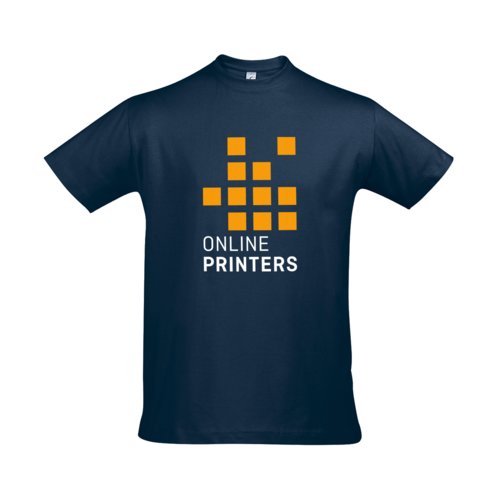 T-shirt bleu marine en coton pour homme avec manches courtes.