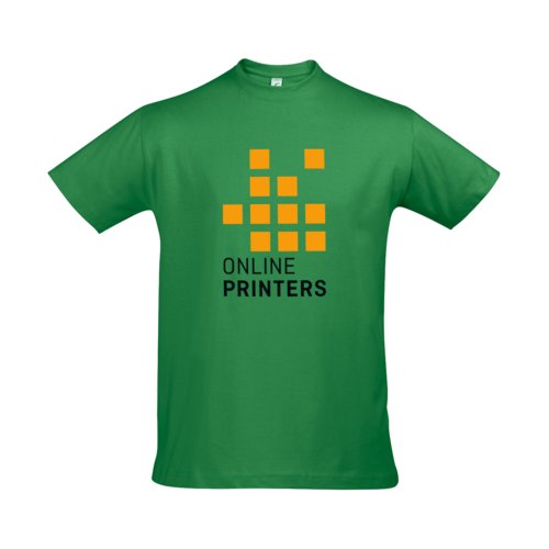 T-shirt vert en coton pour hommes avec manches courtes.