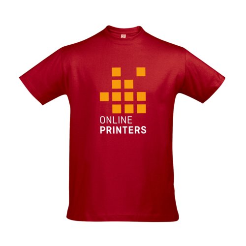 T-shirt rouge en coton pour hommes avec manches courtes.