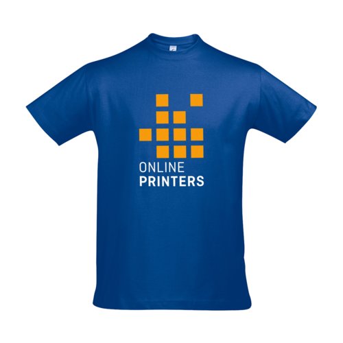 T-shirt en coton bleu roi pour homme avec manches courtes.