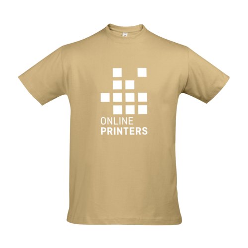 T-shirt en coton couleur sable pour homme avec manches courtes.