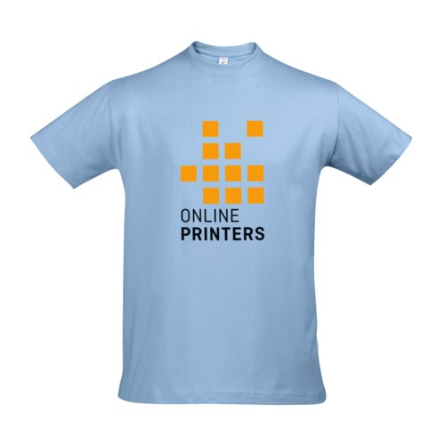 T-shirt en coton bleu ciel pour hommes avec manches courtes.