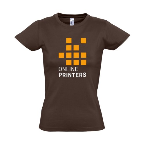T-shirt marron en coton pour femmes avec manches courtes.