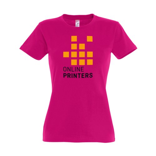 T-shirt fuchsia en coton pour femmes avec manches courtes.