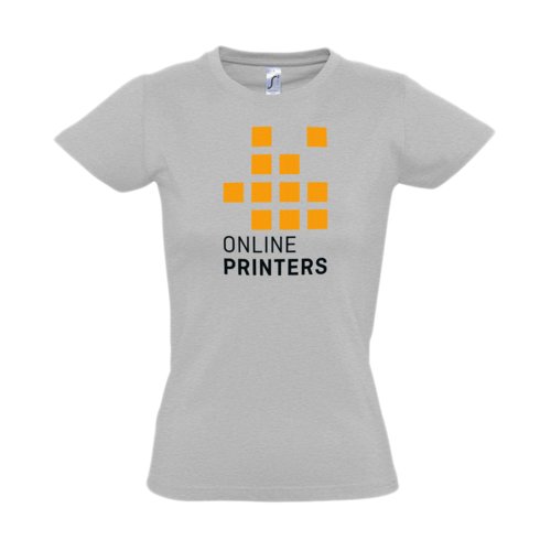 T-shirt gris en coton pour femmes avec manches courtes.