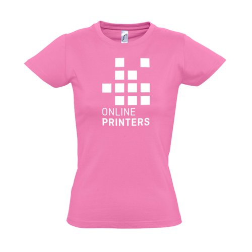 T-shirt rose pour femmes en coton avec manches courtes.