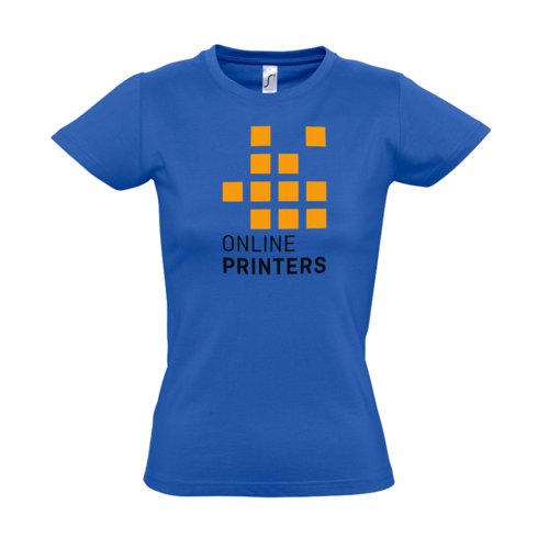 T-shirt en coton bleu roi pour femmes avec manches courtes.