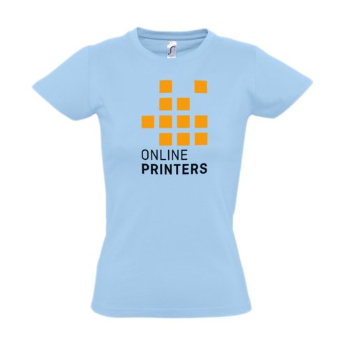 T-shirt bleu ciel en coton pour femmes avec manches courtes.