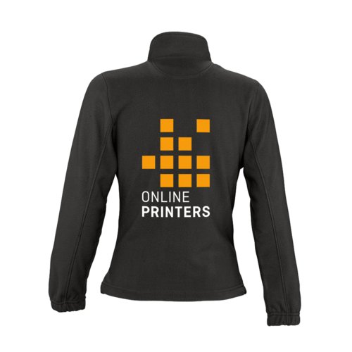 Veste polaire noire en polyester pour femmes avec fermeture clair intgrale.