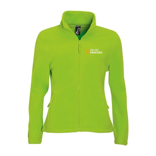 Veste en polaire polyester vert pomme avec fermeture clair intgrale et poches latrales.