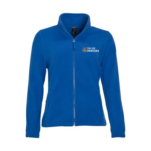 Veste polaire en polyester bleu roi pour femme avec fermeture clair intgrale.
