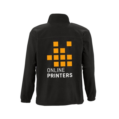 Veste polaire noire en polyester pour hommes avec fermeture clair intgrale.