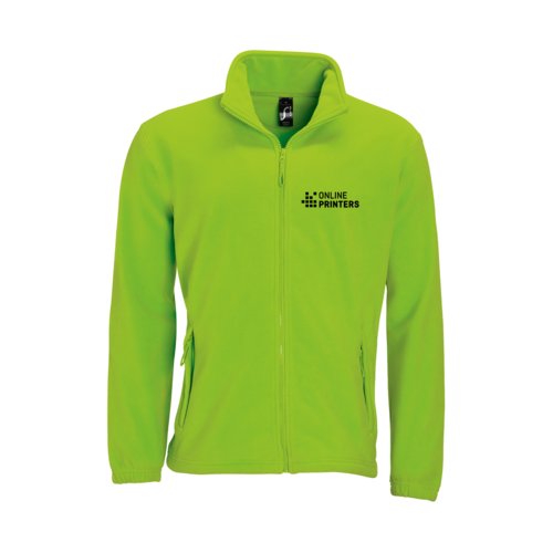 Veste en polaire polyester vert pomme pour homme avec fermeture clair intgrale.