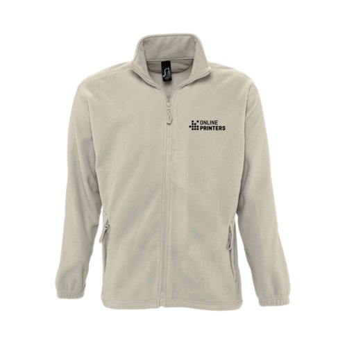 Veste en polaire beige en polyester avec fermeture clair intgrale.