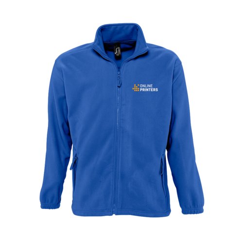 Veste en polaire polyester bleu roi avec fermeture clair intgrale.