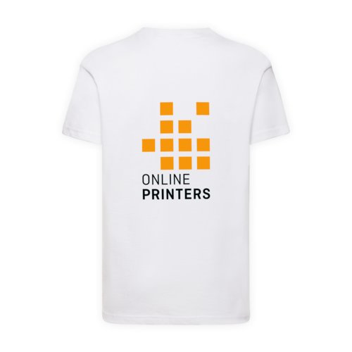 T-shirt blanc en coton pour enfants avec manches courtes.
