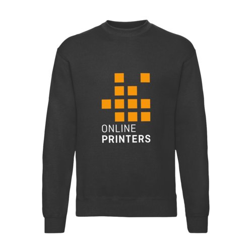 Sweat-shirt noir en mlange coton-polyester pour hommes avec manches longues.