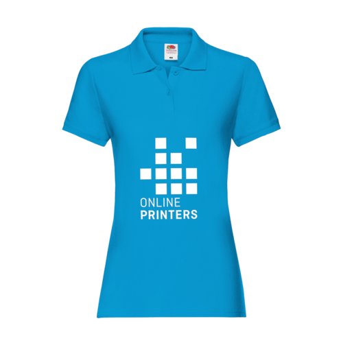Polo pour femme en coton azur avec manches courtes.