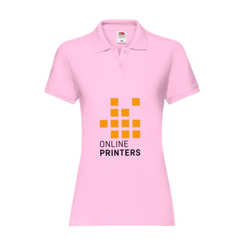 Polo en coton rose clair pour femmes avec courte patte boutonne.