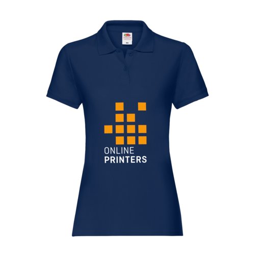 Polo en coton bleu marine pour femmes avec courte patte de boutonnage.