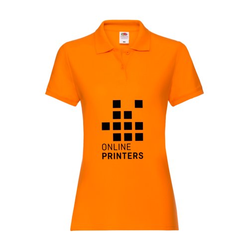 Polo en coton orange pour femmes avec une courte patte de boutonnage.