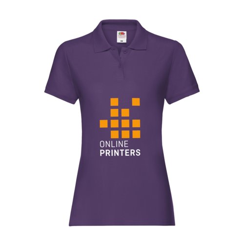 Polo violet en coton pour femmes avec courte patte de boutonnage.