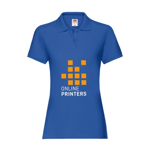 Polo pour femme bleu roi en coton avec courte patte de boutonnage.