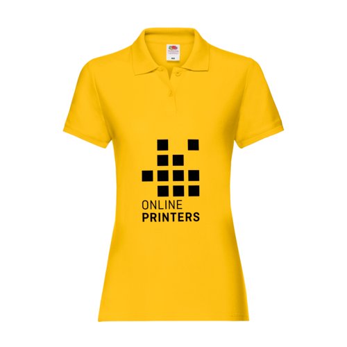 Polo jaune en coton pour femmes avec courte patte de boutonnage.