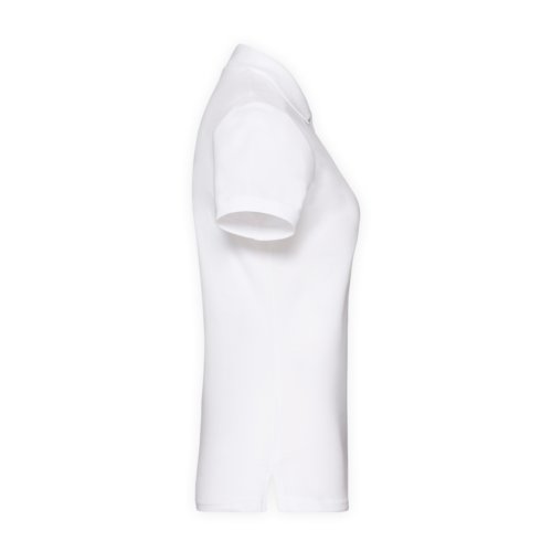 Polo blanc en coton pour femmes avec une courte patte de boutonnage.