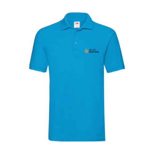 Polo en coton bleu azur pour hommes avec une courte patte de boutonnage.