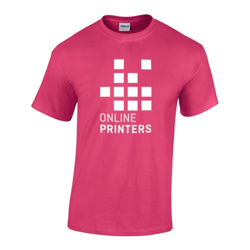T-shirt rose en coton pour hommes avec manches courtes.