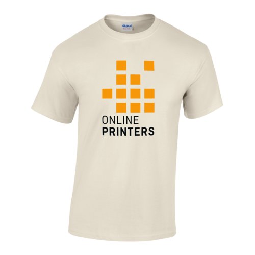 T-shirt beige en coton pour homme avec manches courtes.