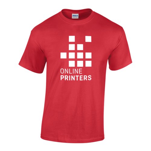 T-shirt rouge en coton pour hommes avec manches courtes.
