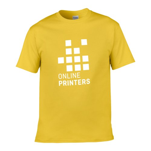 T-shirt jaune en coton pour homme avec manches courtes.