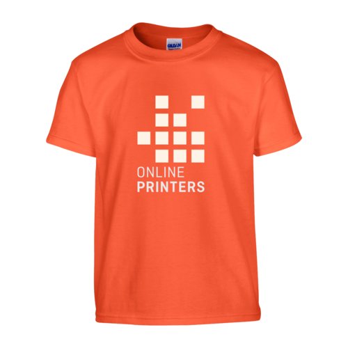 T-shirt orange en coton, coupe unisexe, avec manches courtes.