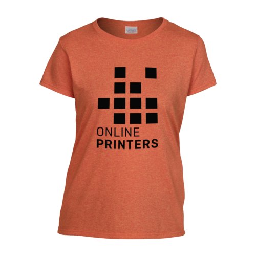 T-shirt orange en coton pour femmes, coupe droite.