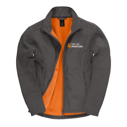 Veste softshell gris fonc en polyester-lasthanne avec poches zippes.