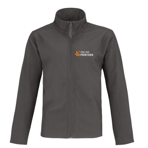 Veste softshell gris fonc en polyester et lasthanne pour hommes.