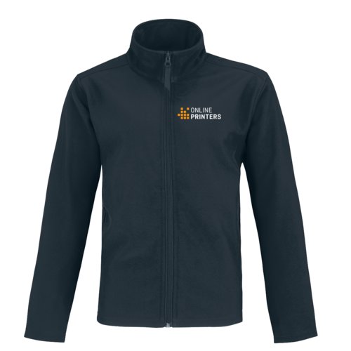 Veste softshell bleu marine en mlange polyester-lasthanne avec fermeture clair.