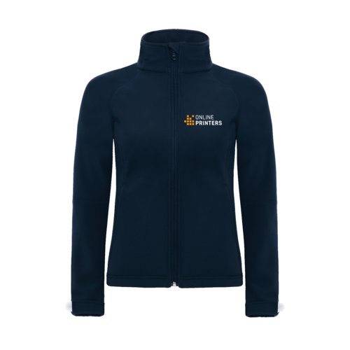 Veste softshell bleu marine pour femmes avec fermeture clair intgrale.