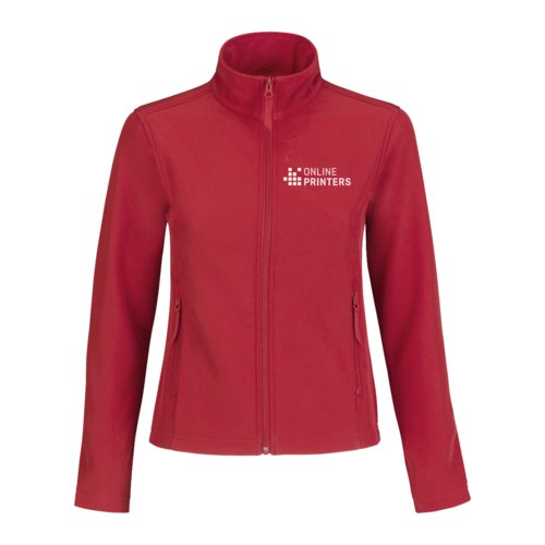 Veste softshell rouge en polyester et lasthanne pour femmes.