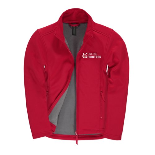 Veste softshell rouge en polyester et lasthanne pour femme avec fermeture clair.