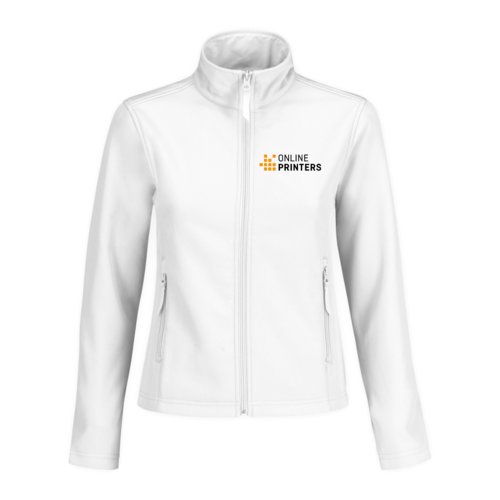 Veste softshell blanche en polyester-lasthanne pour femmes avec poches zippes.