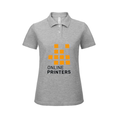 Polo femme gris chin en coton avec courte patte boutonne.