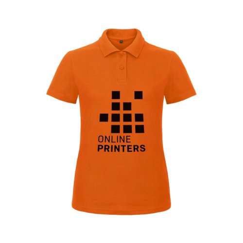 Polo orange pour femmes en coton avec courte patte boutonne.