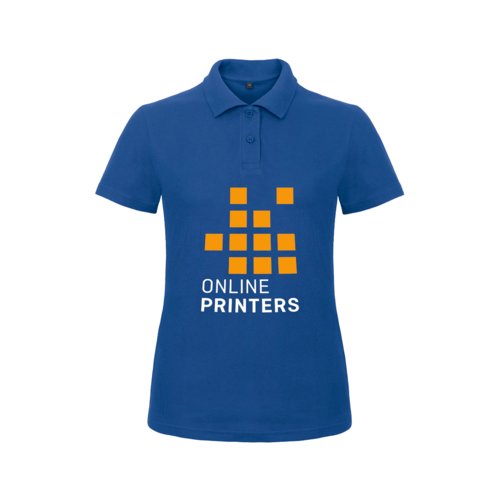 Polo en coton bleu roi pour femmes avec courte patte de boutonnage.