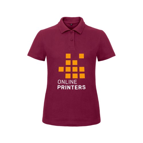 Polo bordeaux en coton pour femmes avec courte patte de boutonnage.