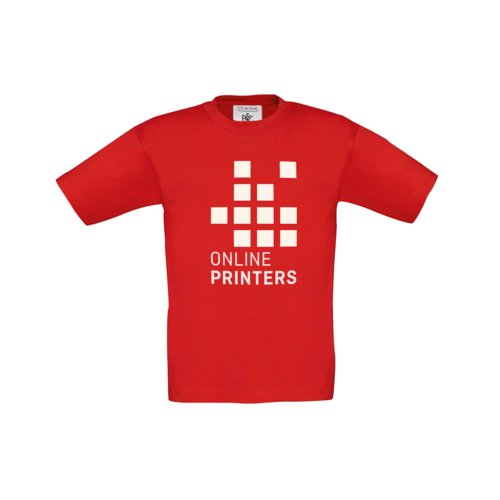T-shirt rouge en coton pour enfants avec manches courtes.